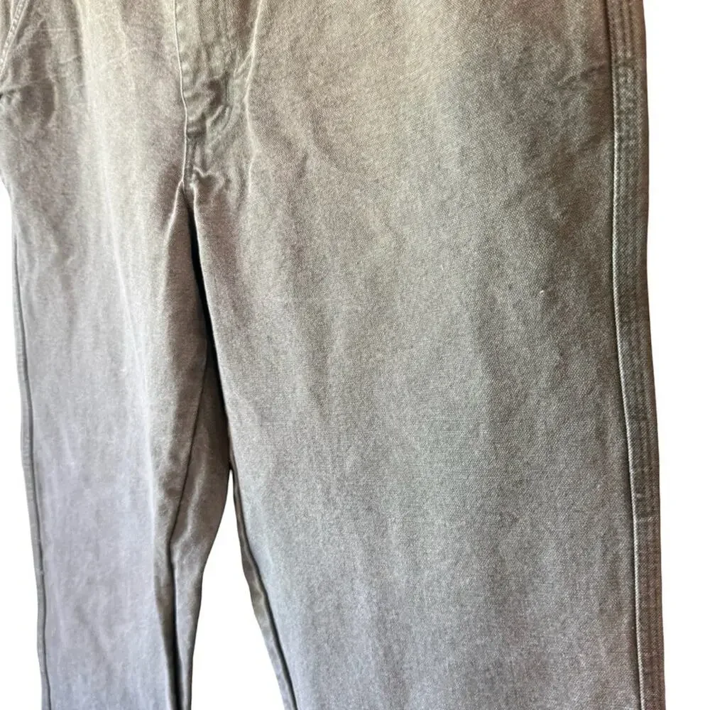 Orvis Vintage Duck Canvas Thick Green Pants Hiking Camping Workwear Mens 36 x 31